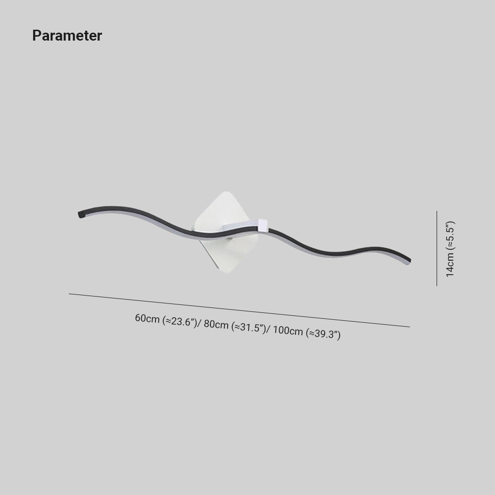 Minimalist Wave Linear Metal Wall Lamp, Black/White - Lumpaz