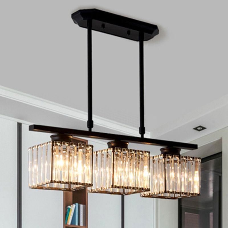 Kristy Crystal Square Pendant Light, Black & Gold, 3/4 Heads - Lumpaz