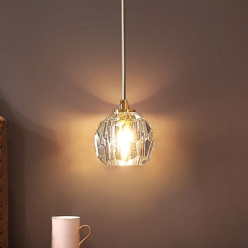 Luxury Globe Metal/Glass Pendant Light, Clear, Bedroom - Lumpaz