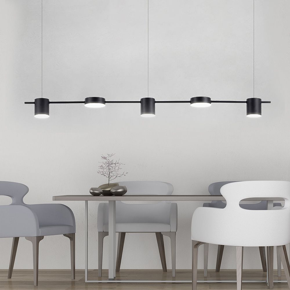 Leigh Metal Simple Linear Pendant Light, Black/Gold, 3/5Heads - Lumpaz