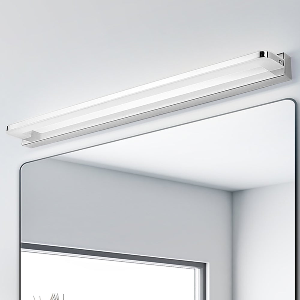 Leigh Nordic Linear Metal Mirror Front Wall Lamp, Chrome/Black - Lumpaz