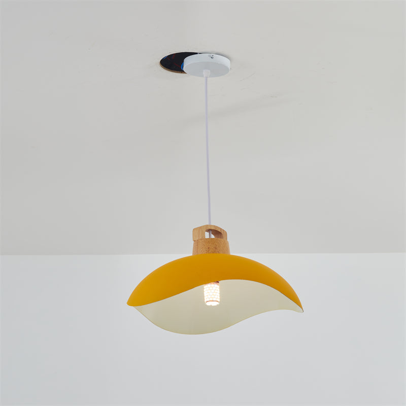 Morandi Colorful Shade Single Pendant Lights, Wood & Metal - Lumpaz