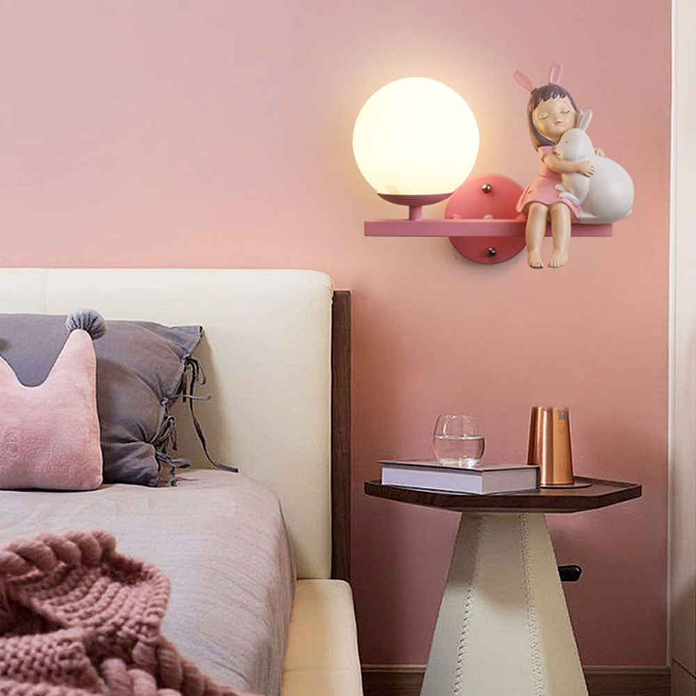 Minori Modern Metal/Glass Wall lamp, White & Pink - Lumpaz