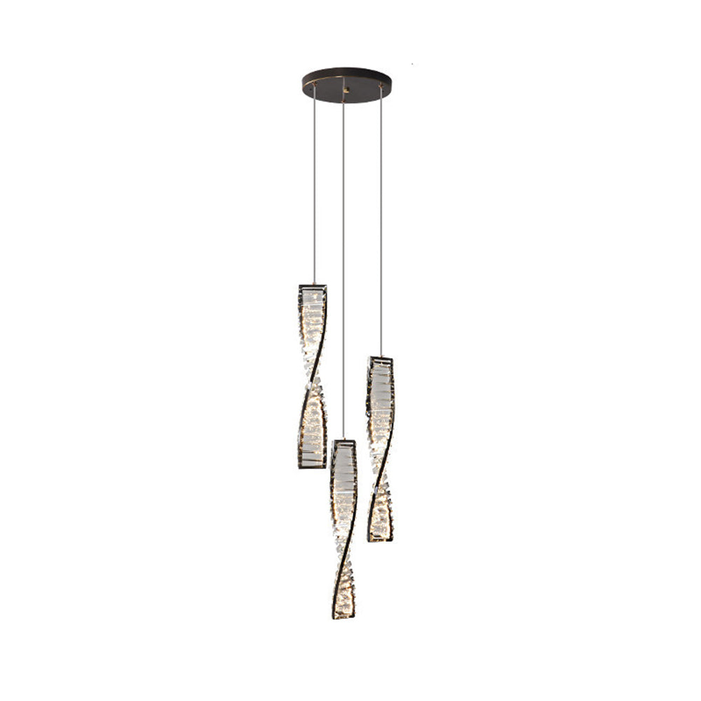 Marilyn Modern Spiral Strip Metal Pendant Light, Black/Gold - Lumpaz