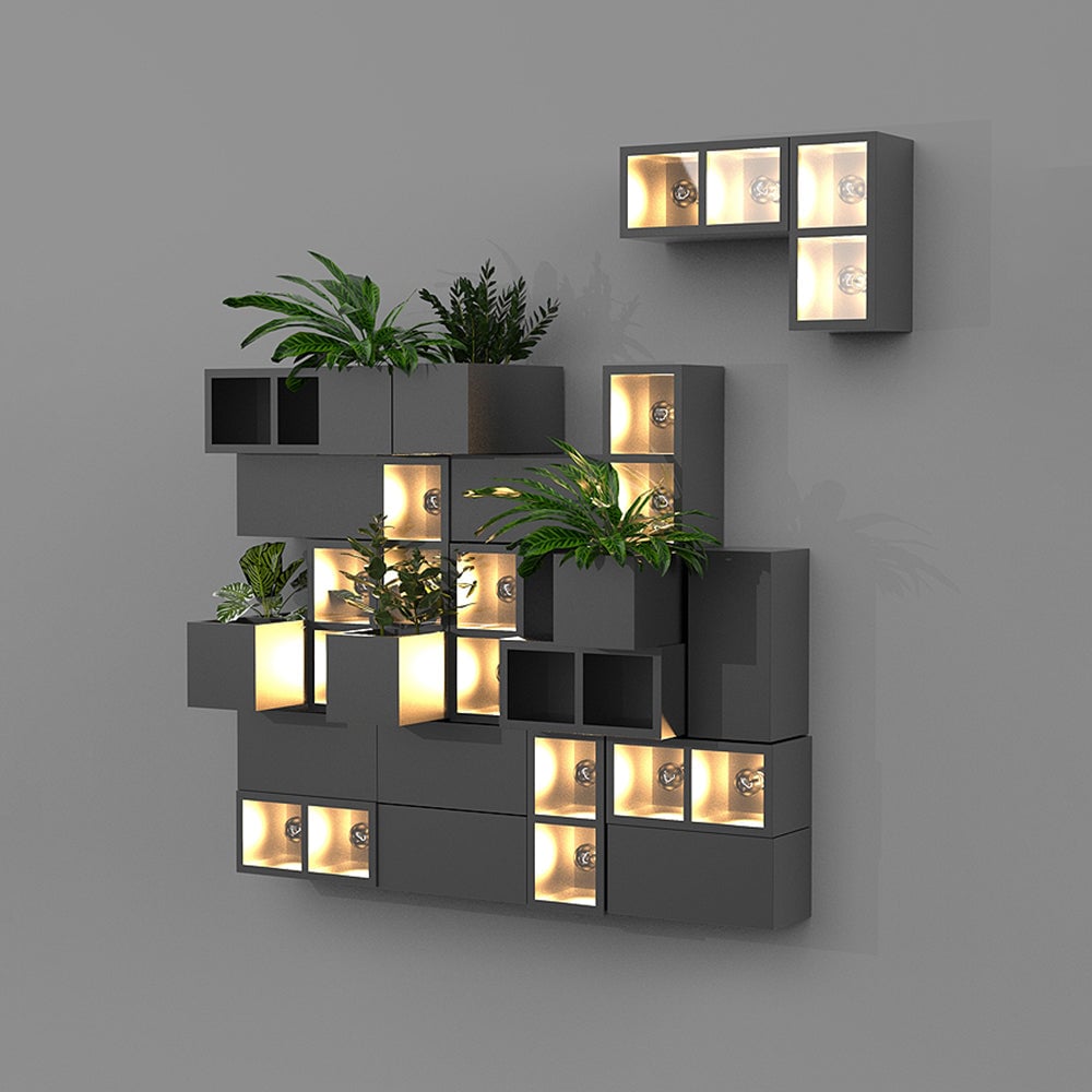 Orr Modern Cube Square Metal/Glass Outdoor Wall Lamp, Black - Lumpaz