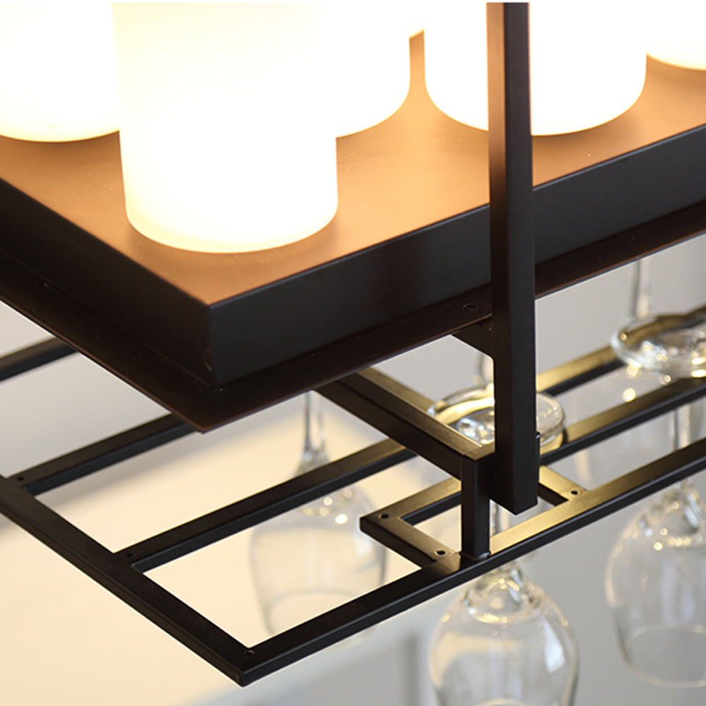 Alessio Candle Black Pendant Lighting for Kitchen Island, Wine Glass Holder - Lumpaz
