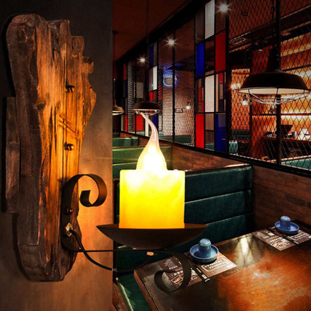 Austin Wall Lamp Foot Shape Vintage, Wood/Metal, Bedroom - Lumpaz