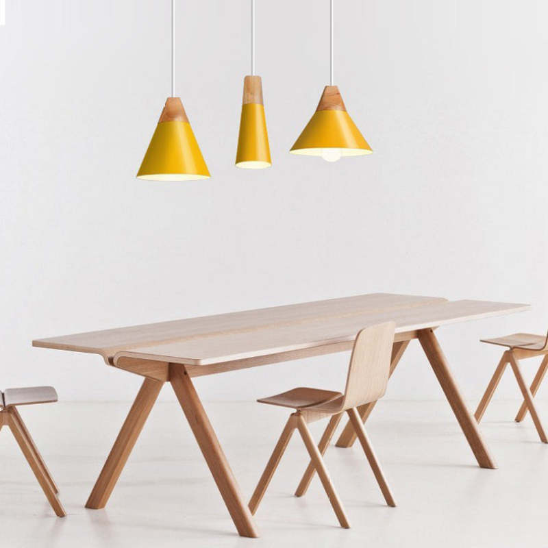 Morandi Multi-Shaped Wood And Metal Pendant Light, 6 Colors - Lumpaz