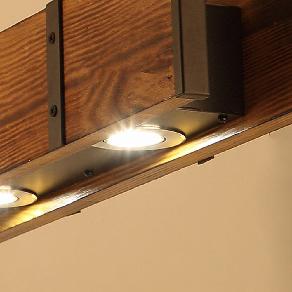 Alessio Vintage Linear Wood Pendant Light, Living Room/Restaurant - Lumpaz