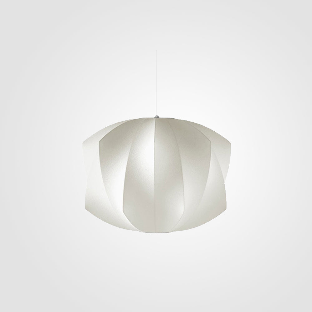 Renée White Single Pendant Light, Artificial Silk Shade, 6 Style - Lumpaz