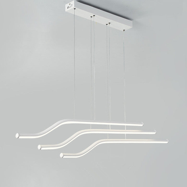Minimalist Tri-Curved Metal Pendant Light, White/Black - Lumpaz