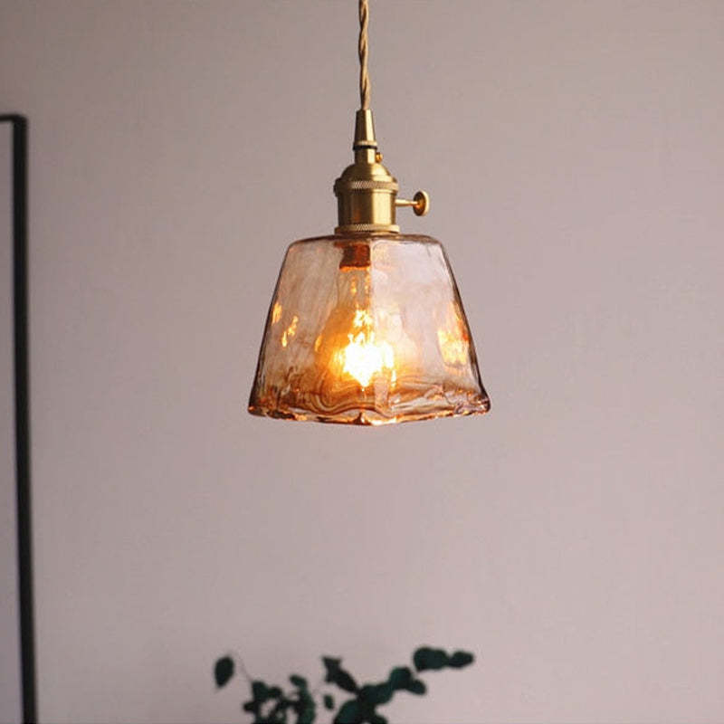 Levy Vintage Style Industrial Pendant Light Retro Metal Glass Brass - Lumpaz