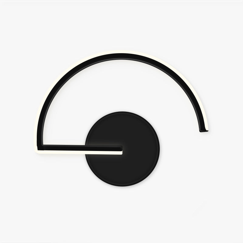 Lacey Minimalist Linear Semicircular Metal Decor Wall Lamp, Black/White - Lumpaz