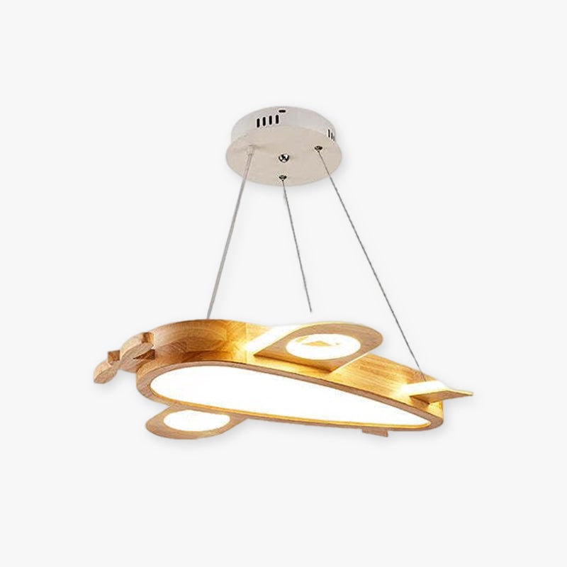 Minori Modern Natural Creative DIY Children Airplane Shape Acrylic Pendant Light ,Wood - Lumpaz