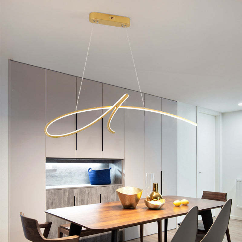 Pendant Light Irregular-curved Modern, Metal, Black/Gold, Restaurant - Lumpaz