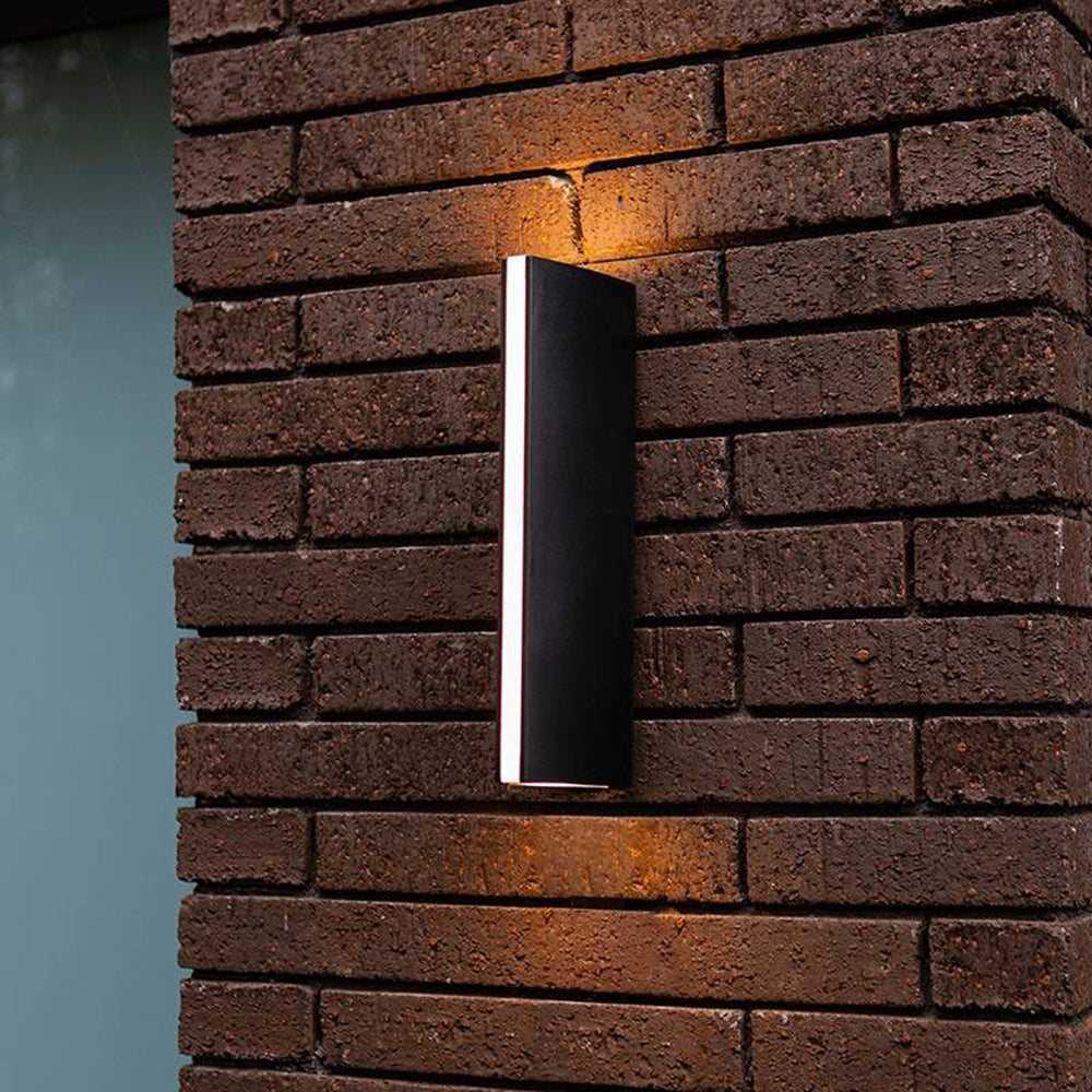 Orr Modern Triangular Prism Metal Outdoor Wall Lamp, Black/Silver - Lumpaz