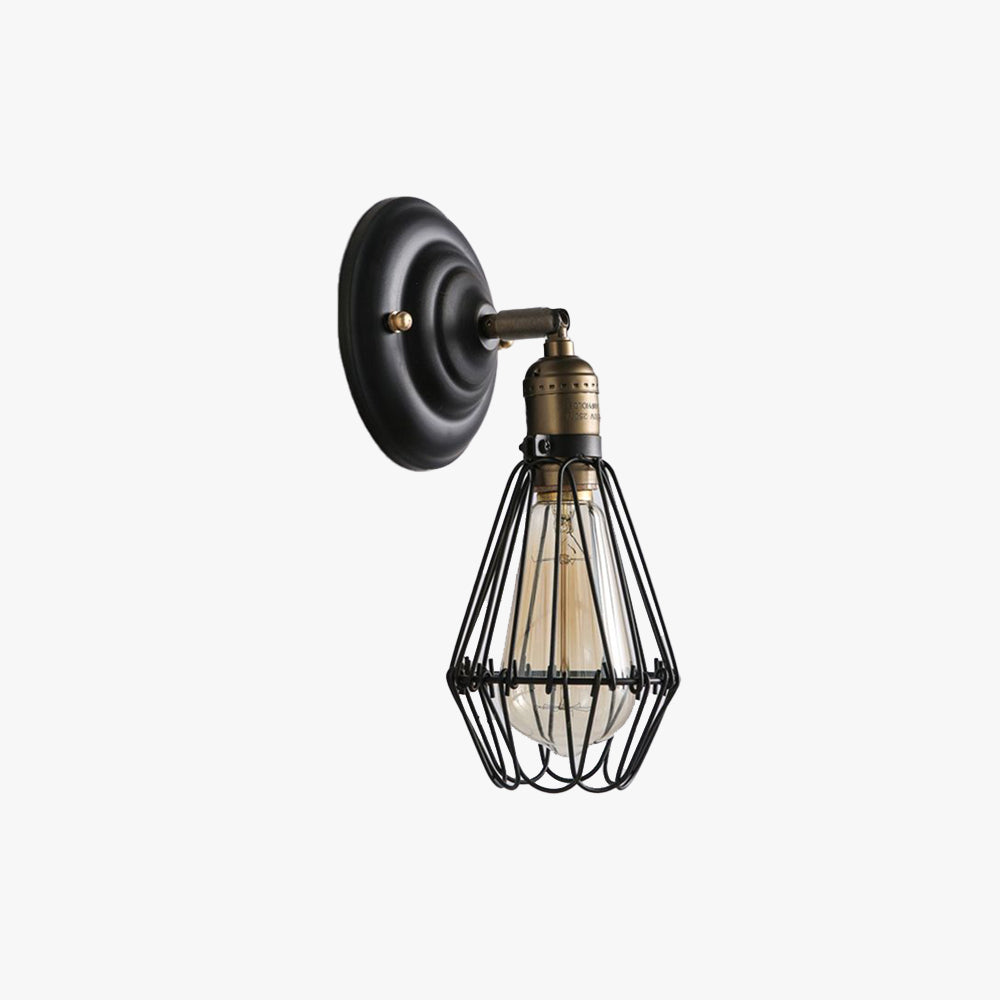 Alessio Industrial Lantern Shaped Metal Wall Lamp, Black/Rust - Lumpaz