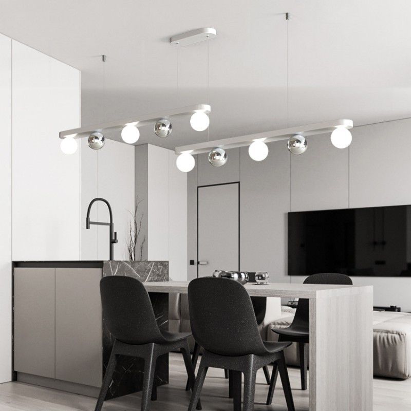 Valentina Pendant Light Multi Globe Modern, Metal/Acrylic, Silver, Dining Room - Lumpaz