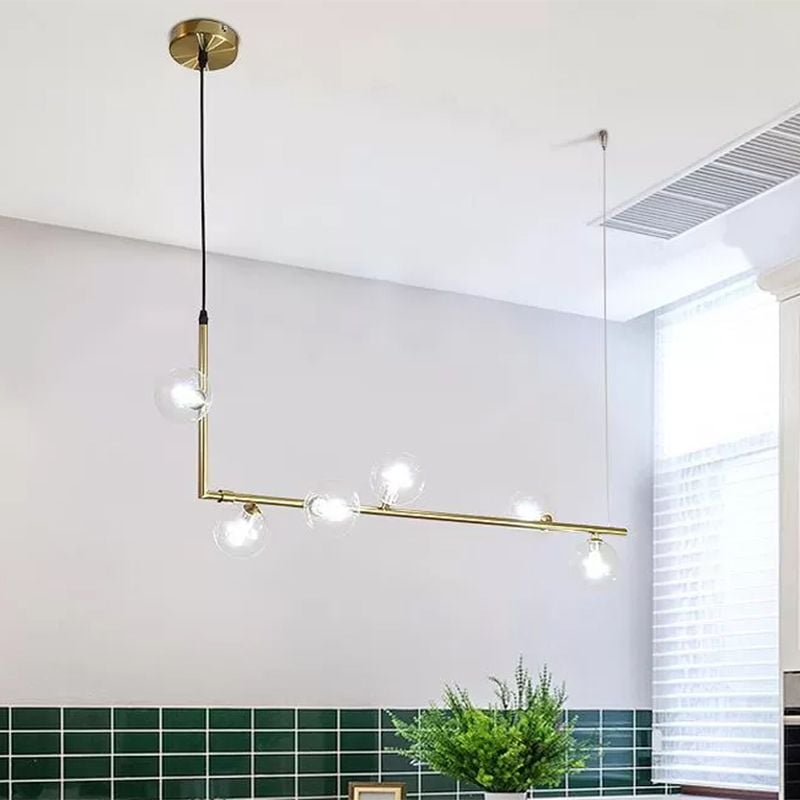 Valentina Minimalist Linear Pendant Light, Black & Gold, 6/8 Heads - Lumpaz