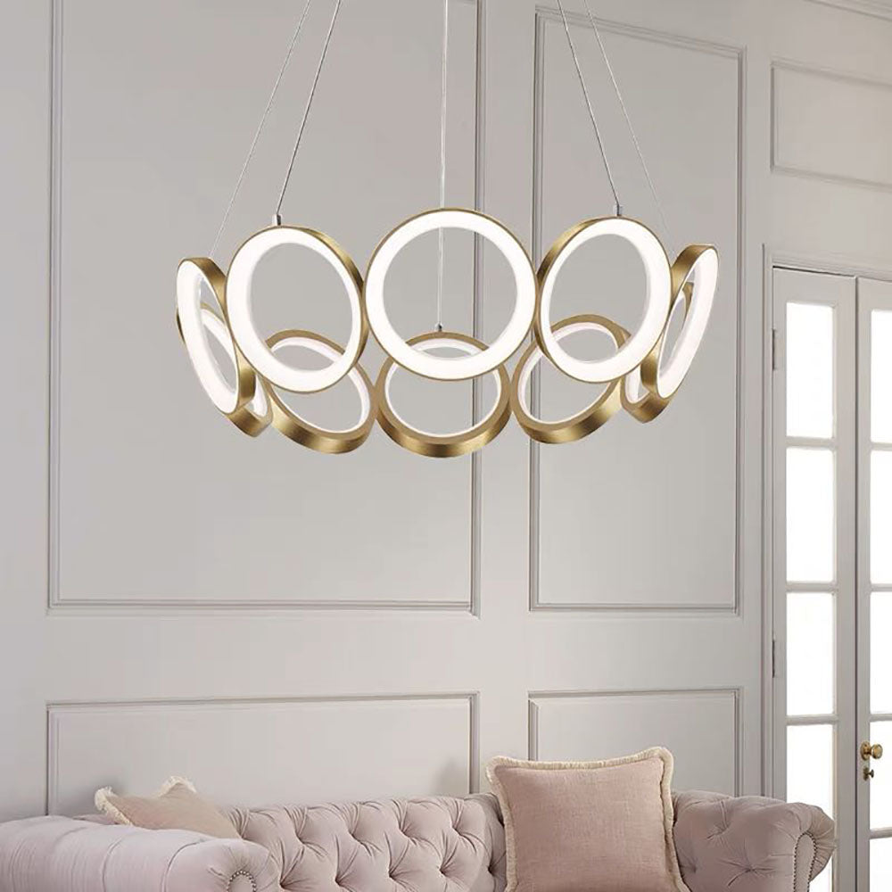 Arisha Luxury Ring Metal Pendant Light, Gold - Lumpaz