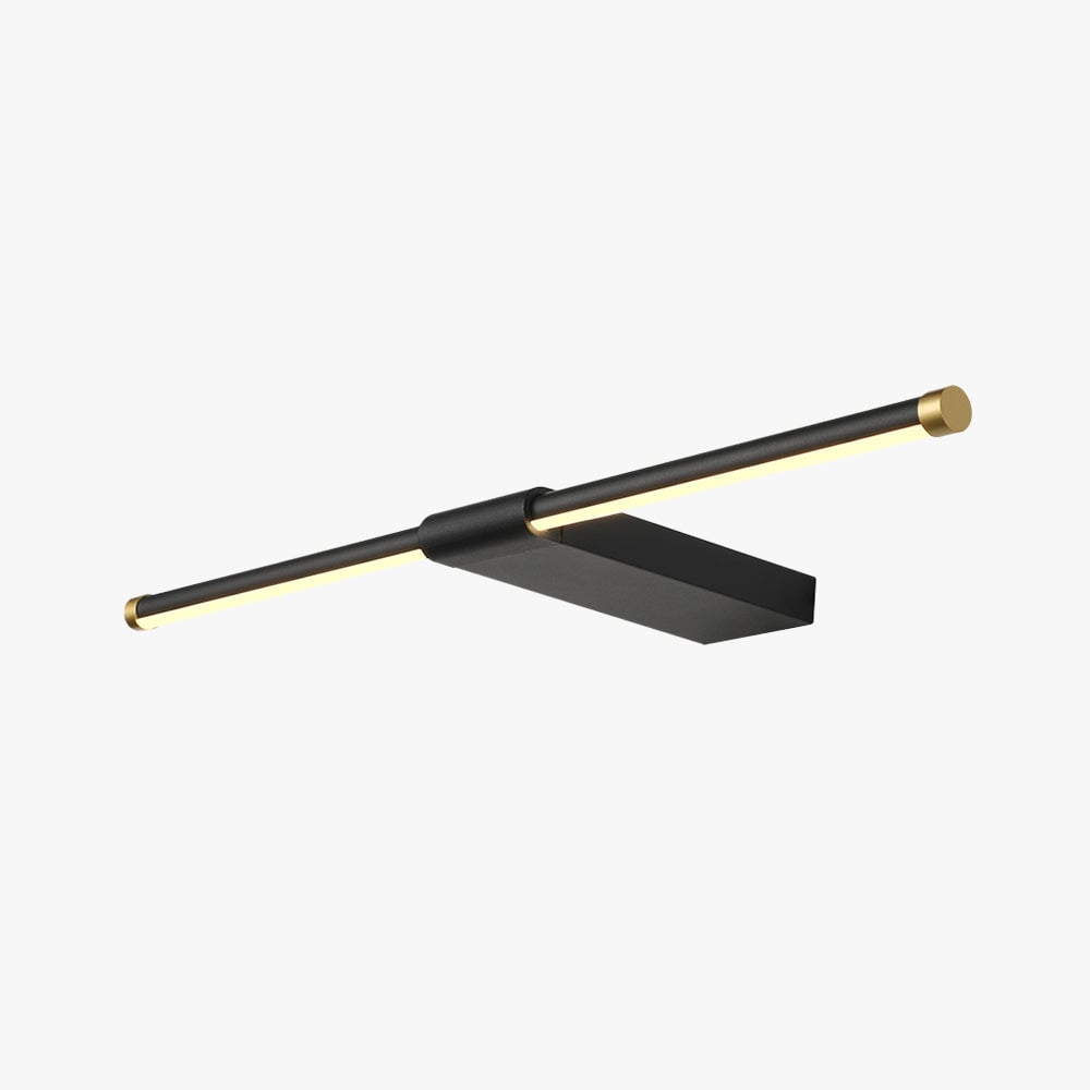 Edge Minimalist Linear Mirror Front Metal Wall Lamp, Black/Gold - Lumpaz