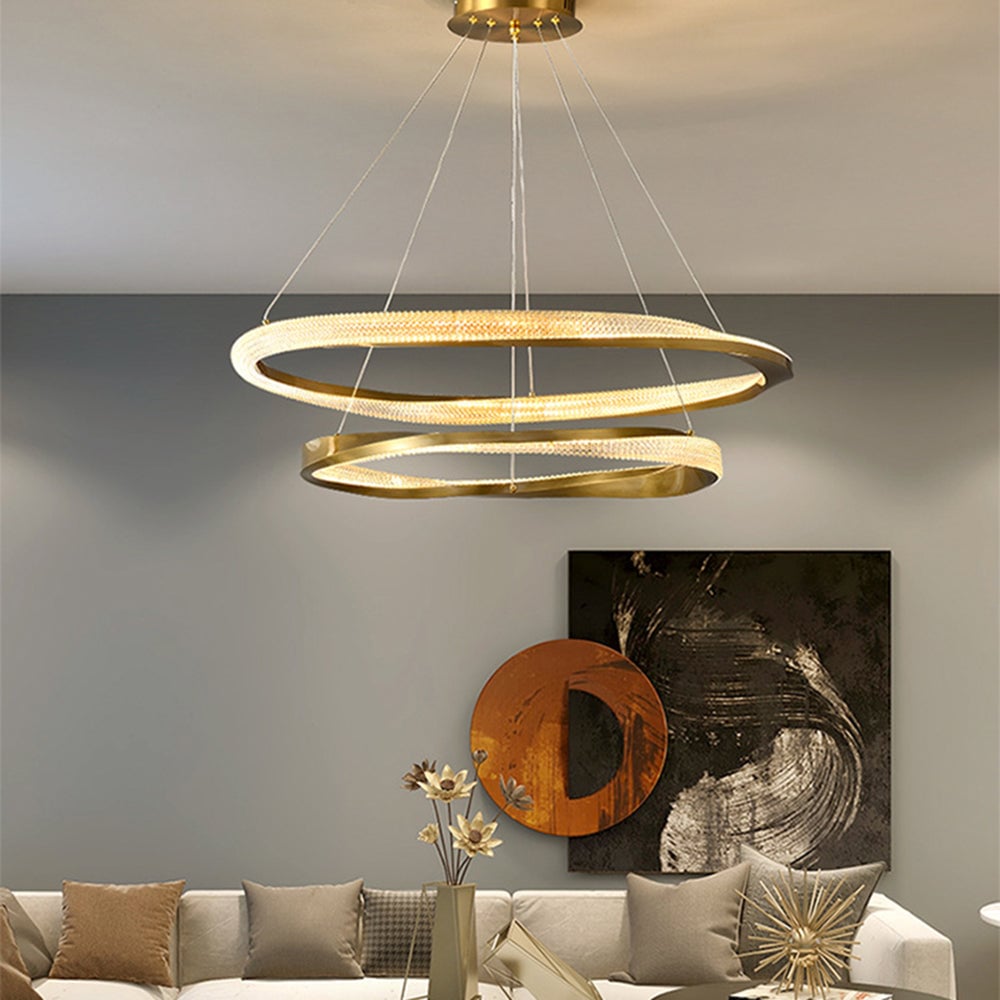 Arisha Minimalist  Ring Spiral Shape Metal Pendant Light,Gold - Lumpaz