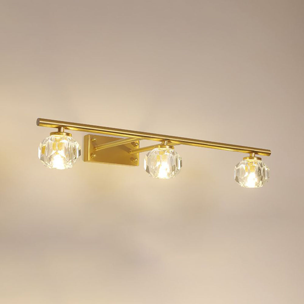 Kristy Wall Lamp Modern Mirror Front Vanity, Metal/Crystal, Gold, Bathroom - Lumpaz