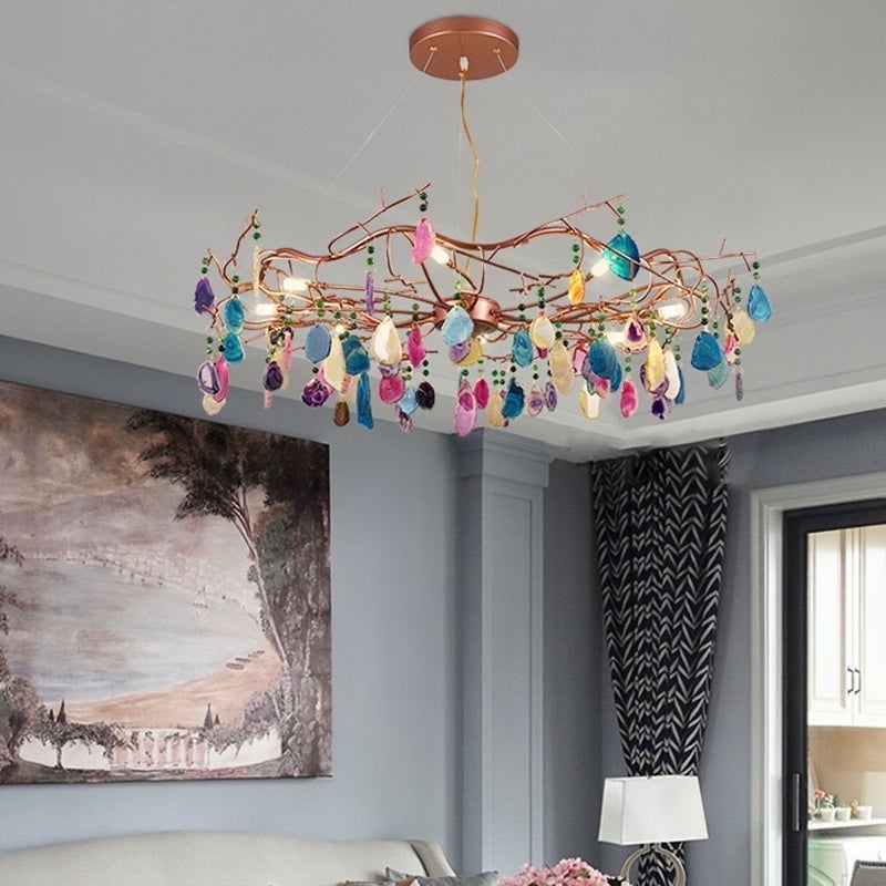 Morandi Art Deco Agate Stone colorful Pendant Light - Lumpaz