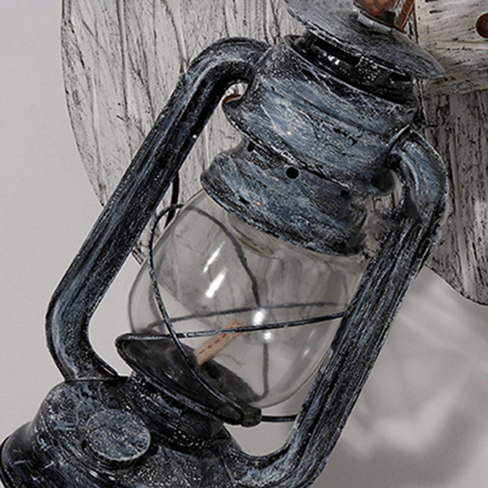 Austin Wall Lamp Lute Vintage Lantern Wooden Gray, Dining Room - Lumpaz