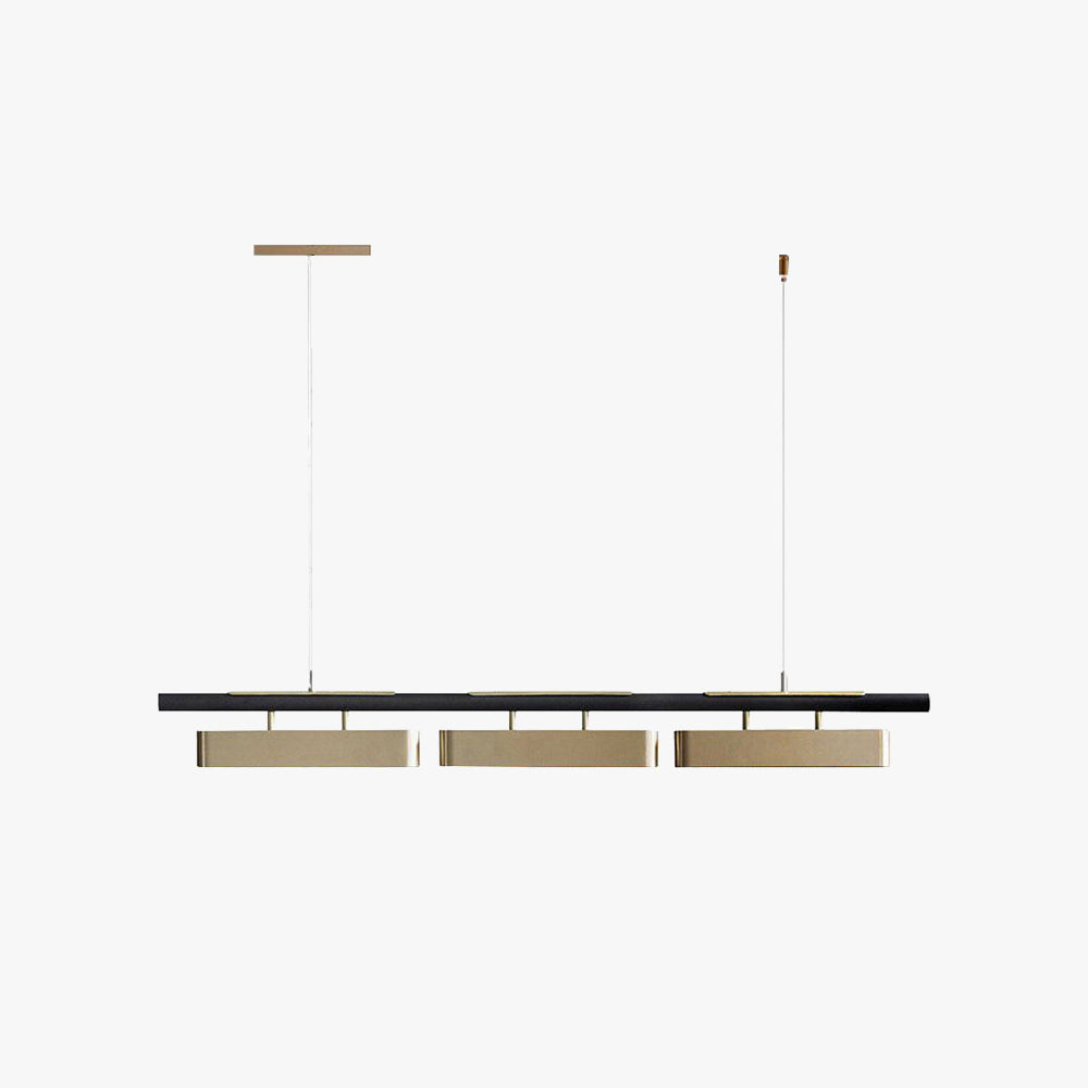 Edge Pendant Light Rectangular Modern, Metal, Black/Brass, Office - Lumpaz