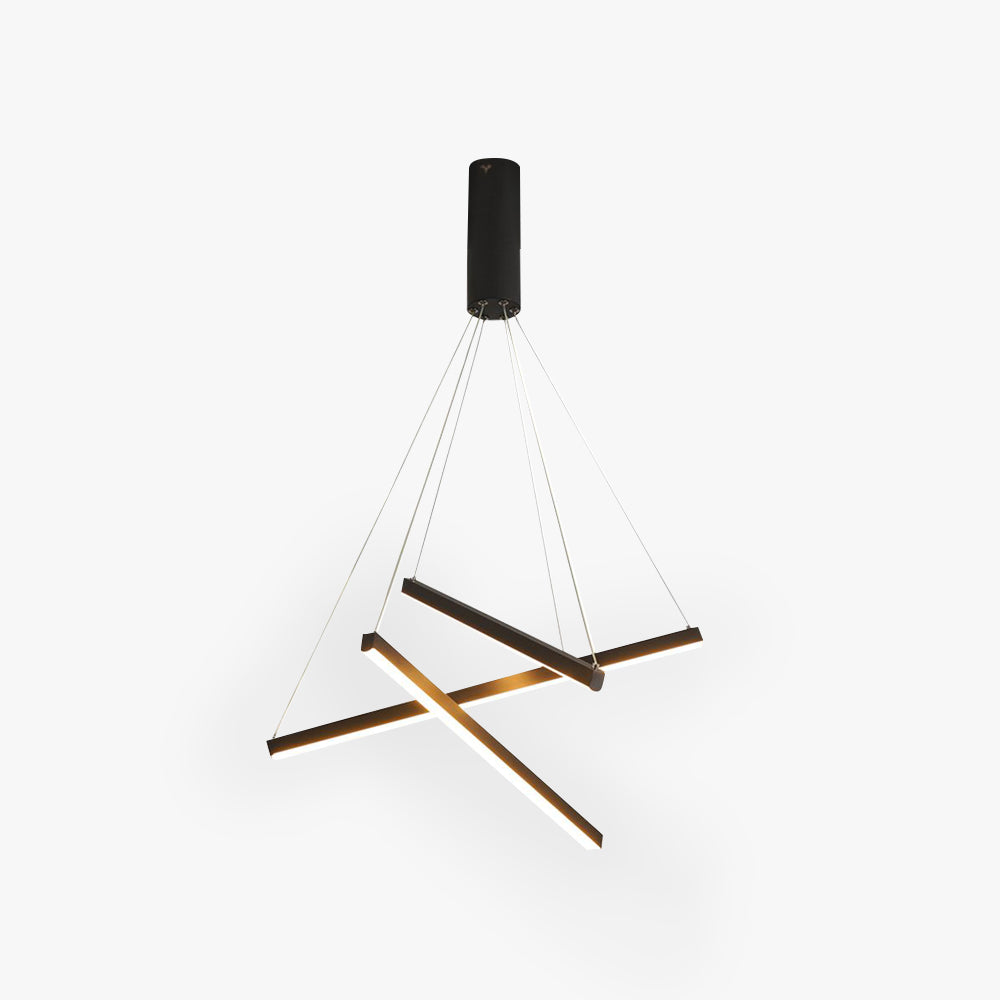 Edge Minimalist Linear Metal Pendant Light, Living Room, Black - Lumpaz