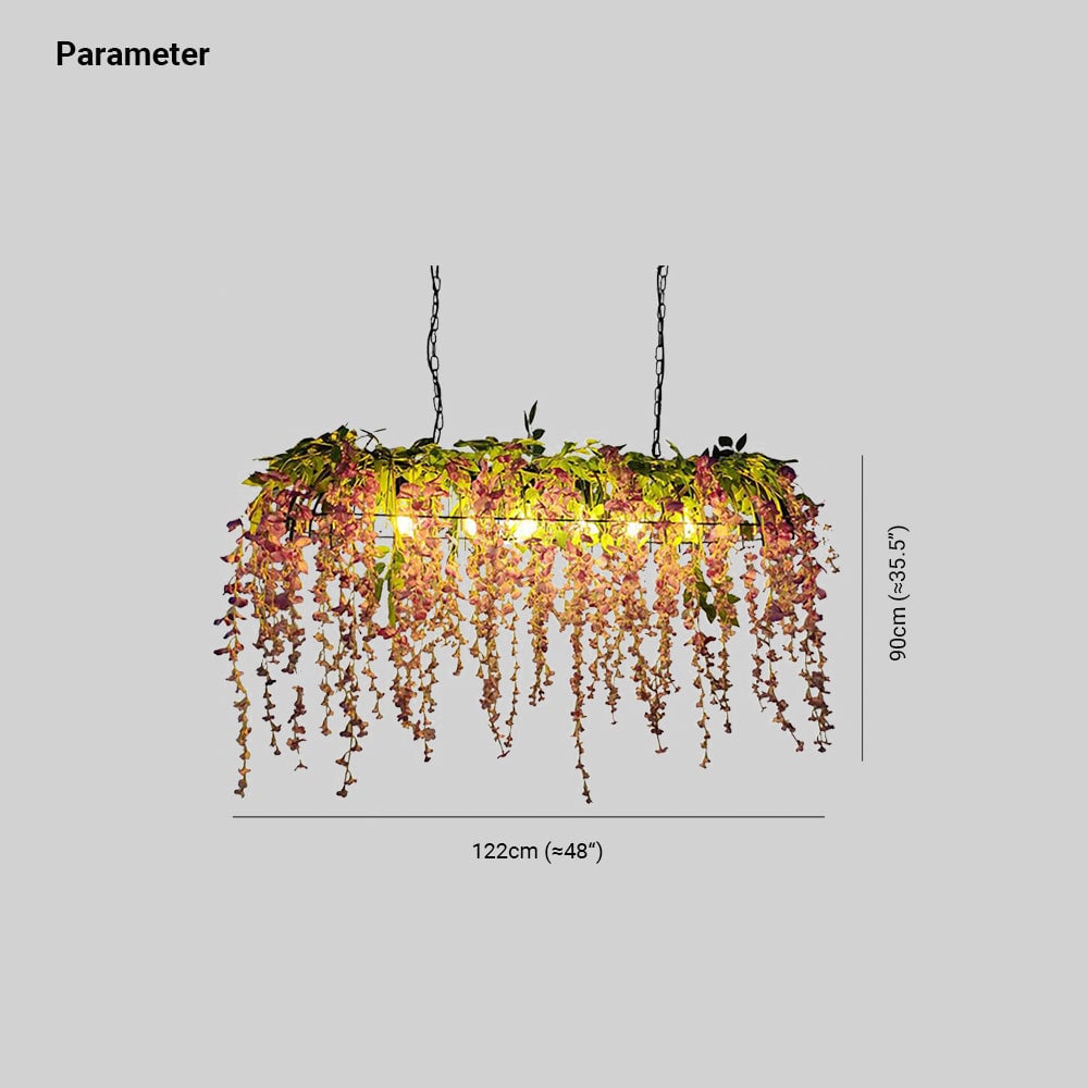 Nest Decorative Rectangular Flower Metal Pendant Light, Pink/Green - Lumpaz