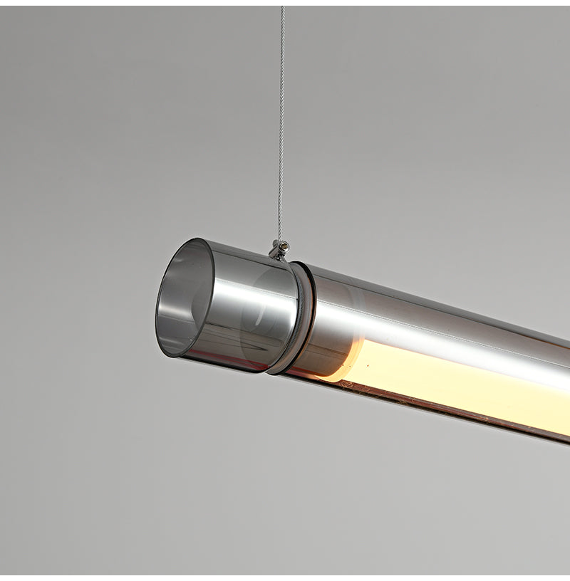 Edge Modern Tubular Metal Pendant Light, Red/Brown - Lumpaz