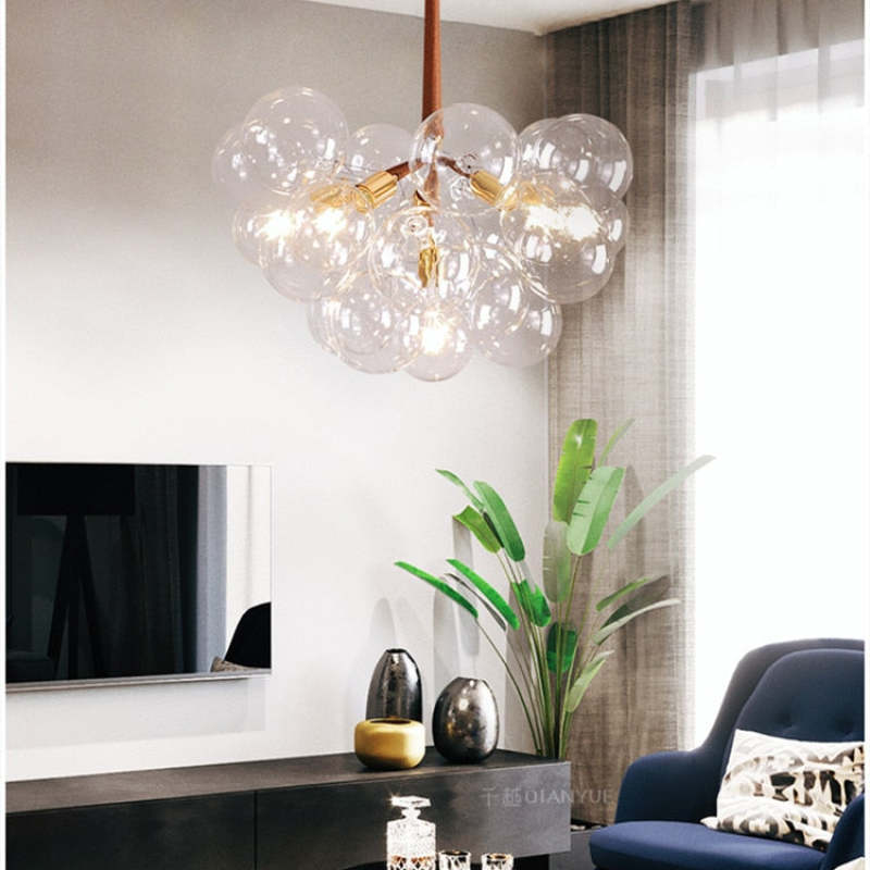 Valentina Nordic Luxury Clear Bubble Pendant Light , White/Black/Coffee - Lumpaz