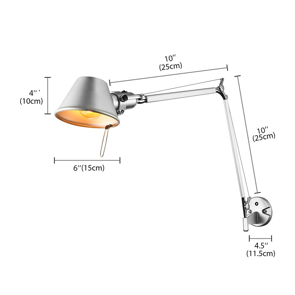 Brady Modern Simple Adjustable Wall Lamp, Black/Chrome, Bedroom - Lumpaz