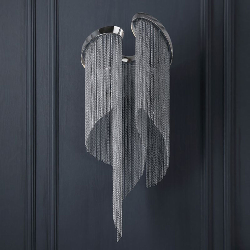 Colon Wall Lamp Modern/Art Deco, Tassel Chain, Silver, Bedroom - Lumpaz