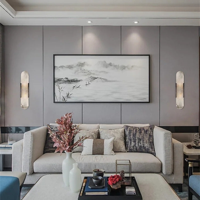 Chan Dolomite Wall Mounted Reading Light Sconces, Black & Gold - Lumpaz