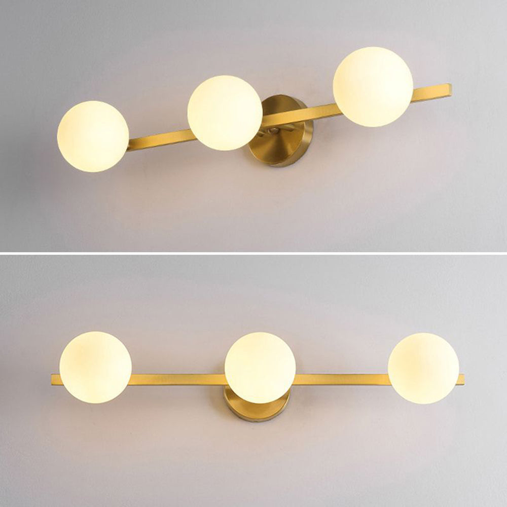 Valentina Retro Globe Linear Metal/Glass Wall Lamp, Gold, Bathroom - Lumpaz