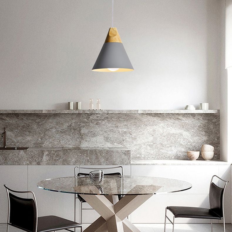 Morandi Multi-Shaped Wood And Metal Pendant Light, 6 Colors - Lumpaz