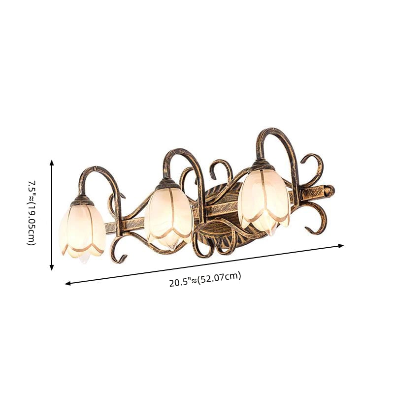 Félicie Antique Flower Metal/Glass Wall Lamp, Brass, Bedroom - Lumpaz
