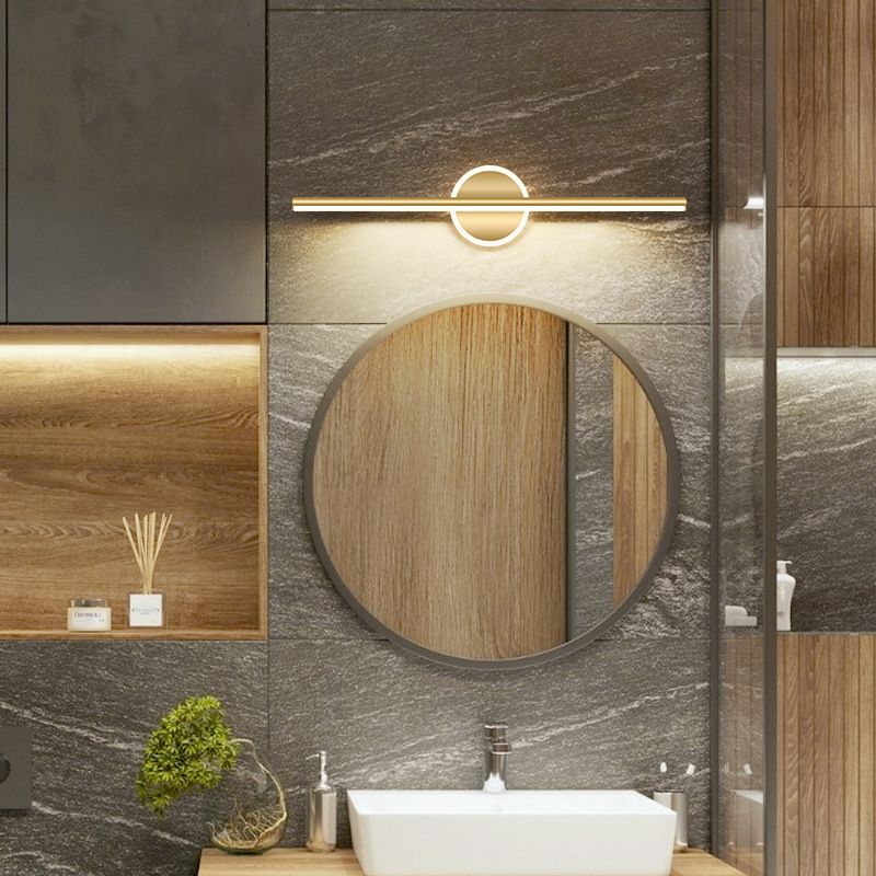 Leigh LED Linear Mirror Front Vanity Wall Lamp Black/Gold - Lumpaz