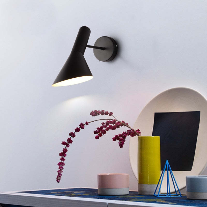 Brady Modern Cone Metal Wall Lamp, Black/White - Lumpaz