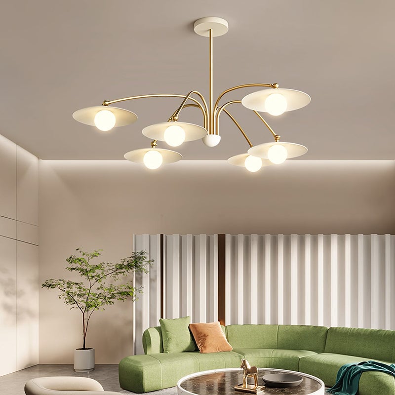 Cairns Minimalist Blown Metal Pendant Light, White/Gold - Lumpaz