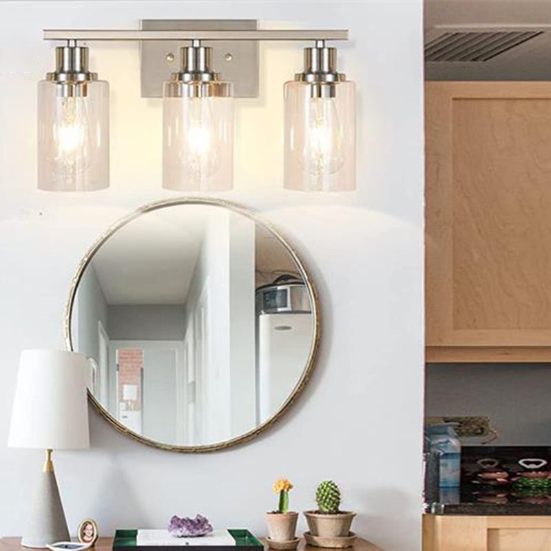 Alessio Modern Mirror Front Black Vanity Wall Lamp, Metal/Glass - Lumpaz