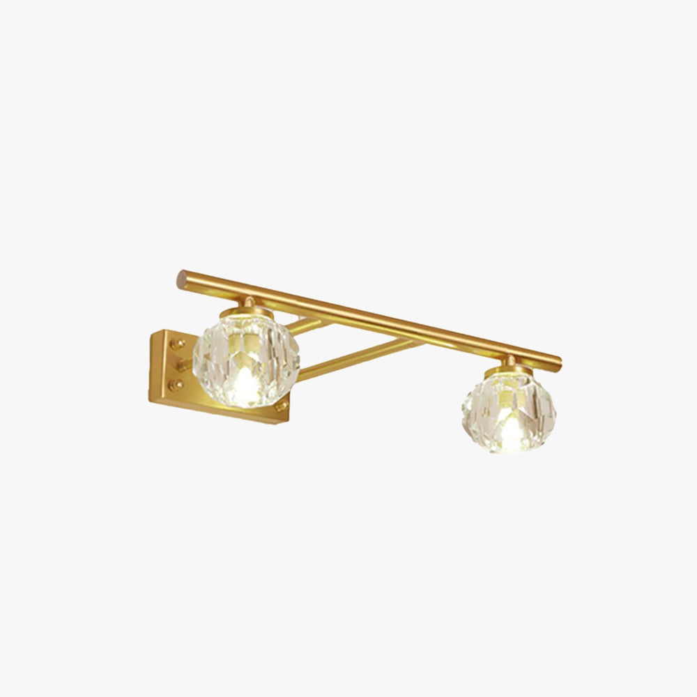 Kristy Wall Lamp Modern Mirror Front Vanity, Metal/Crystal, Gold, Bathroom - Lumpaz