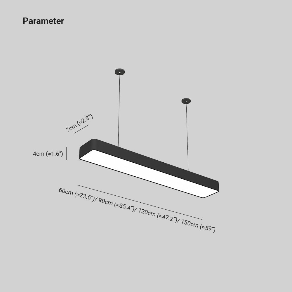 Edge Minimalist Rectangular LED Black Pendant Light Acrylic Office - Lumpaz
