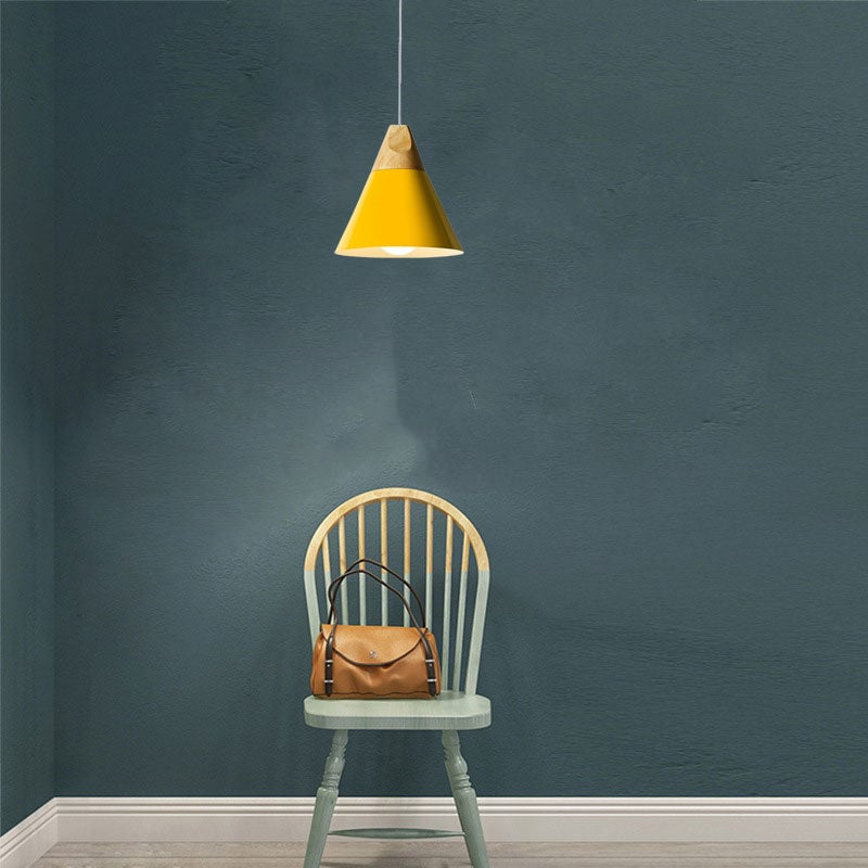 Morandi Multi-Shaped Wood And Metal Pendant Light, 6 Colors - Lumpaz