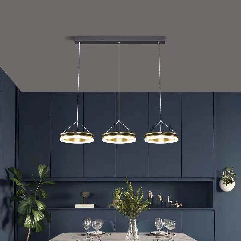 Raheel Nordic Ring Metal 3 Light Pendant Light, Black/Gold - Lumpaz