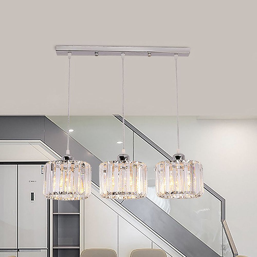Hailie Modern Column Crystal Pendant Light, Clear, Stairs/Dining Room - Lumpaz