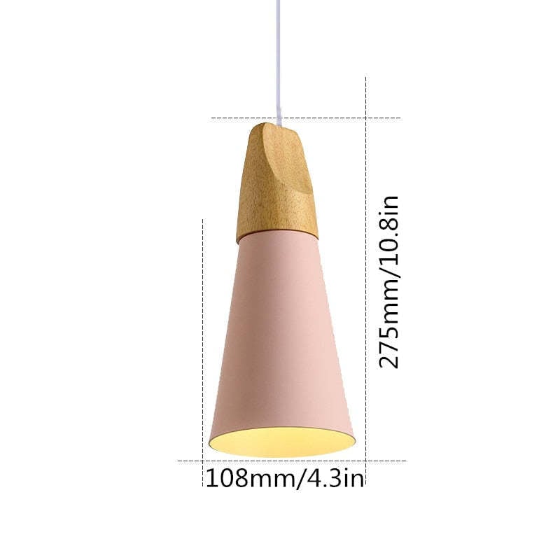 Morandi Multi-Shaped Wood And Metal Pendant Light, 6 Colors - Lumpaz